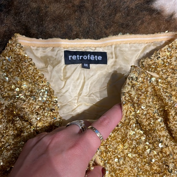 Gold sequin retrofete mini dress - Picture 2 of 4